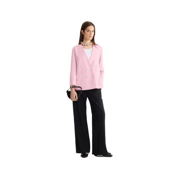 Responsible wool double-breasted jacket in Orchid Ice - Image 2