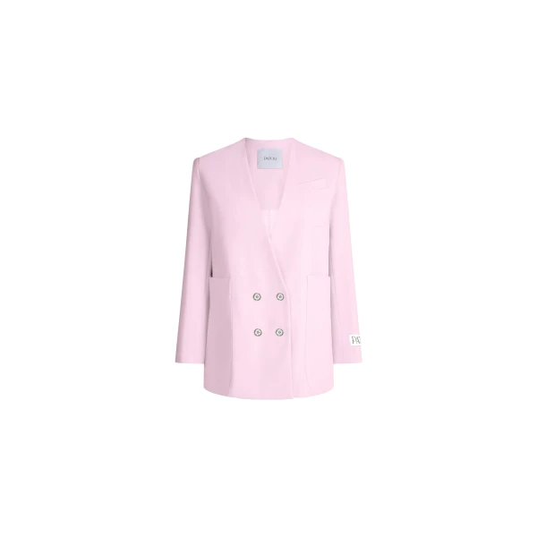 Patou Responsible wool double-breasted jacket in Orchid Ice