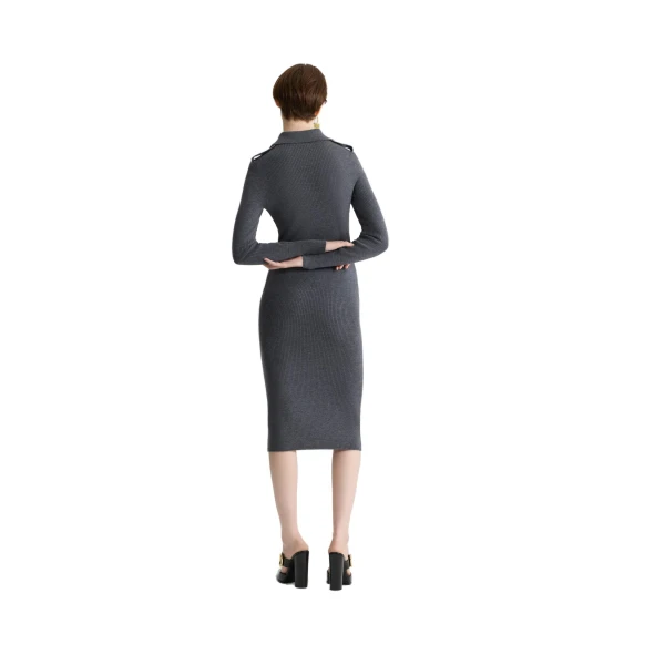 Ribbed midi dress in Mercury wool - Image 3