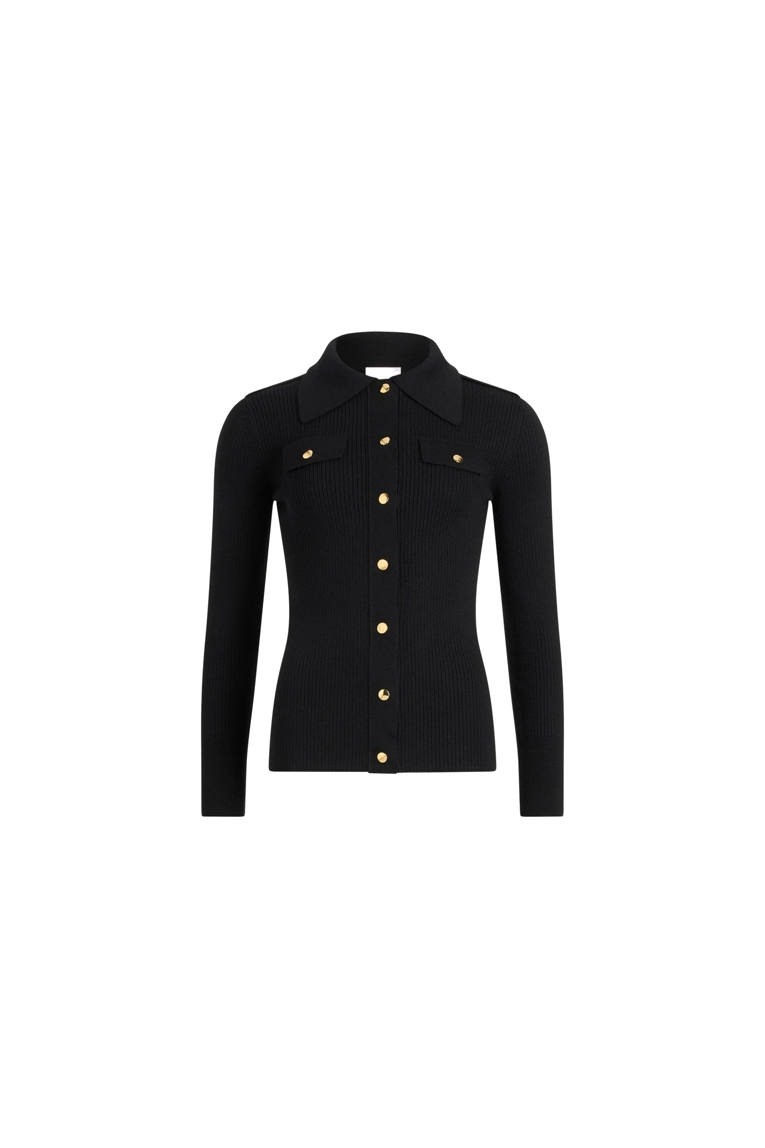 Patou Ribbed shirt in Black wool | Knitwear | Coveti Patou Ribbed shirt in Black wool