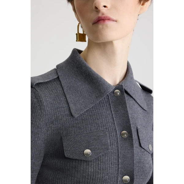 Ribbed shirt in Mercury wool - Image 4