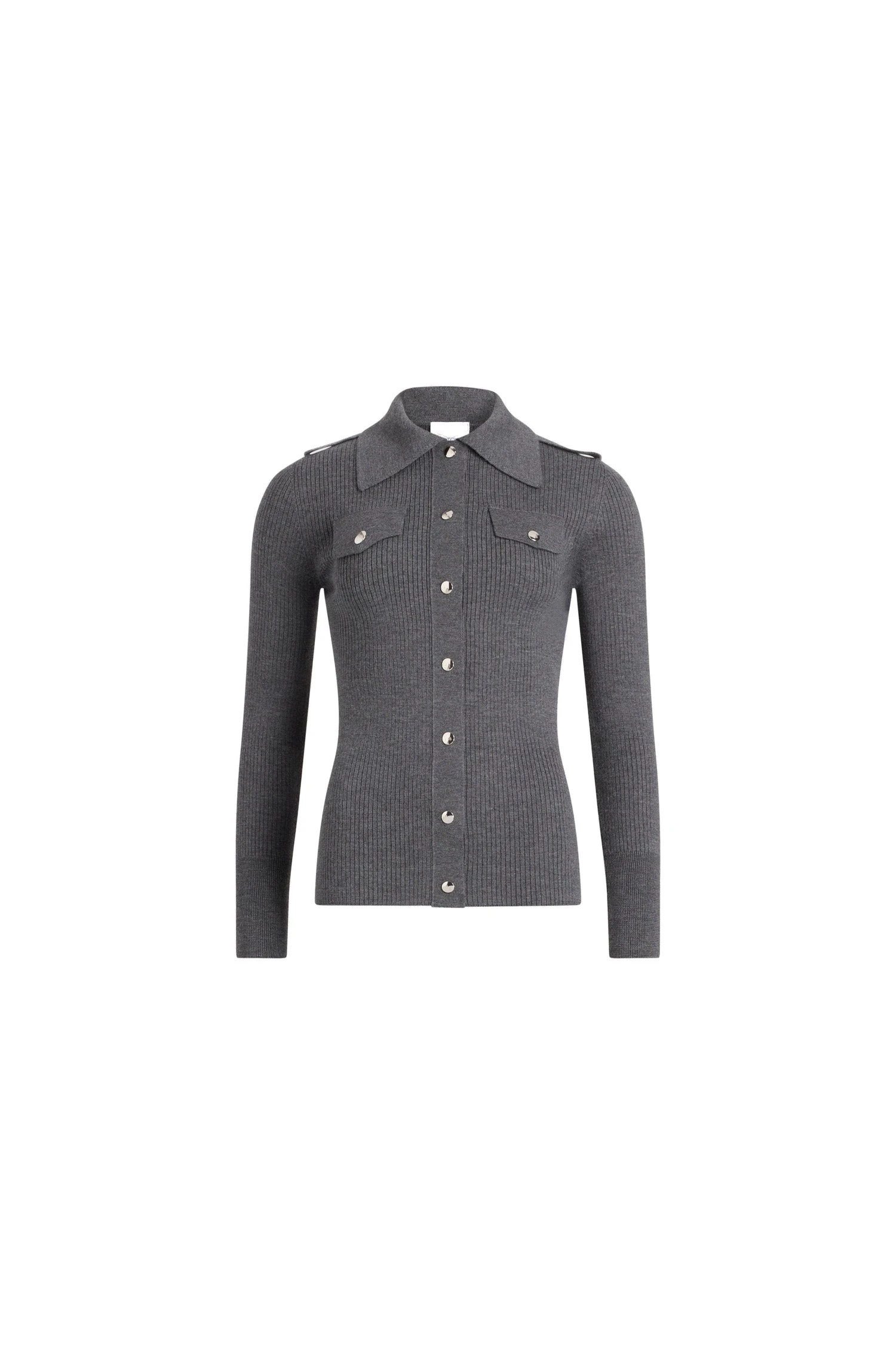 Patou Ribbed shirt in Mercury wool | Knitwear | Coveti Patou Ribbed shirt in Mercury wool