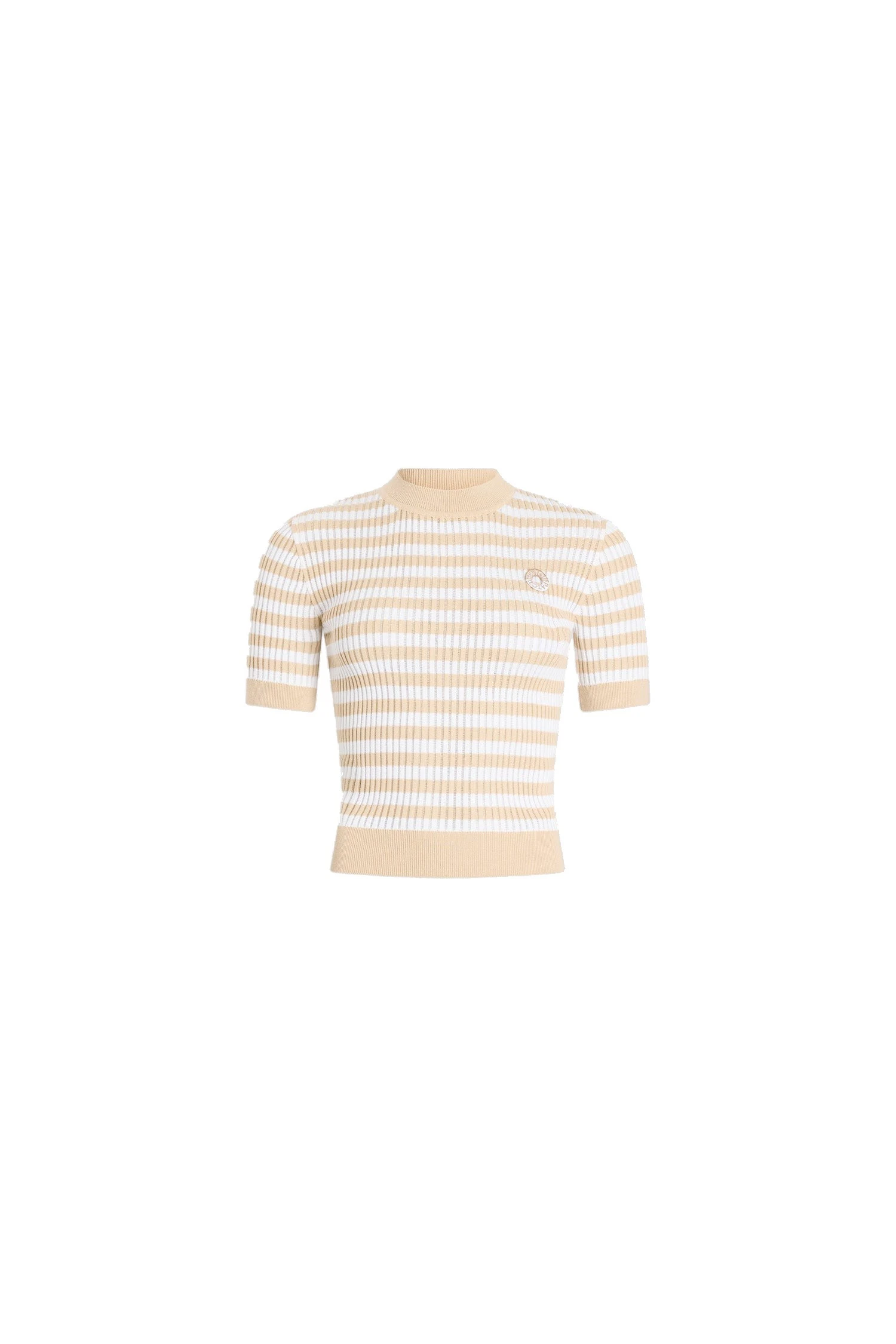 Patou Ribbed striped cotton sweater in Safari Sand Stripes | Knitwear | Coveti Patou Ribbed striped cotton sweater in Safari Sand Stripes