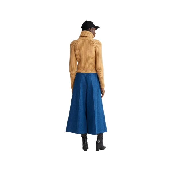 Ribbed turtleneck jumper in Golden Beige sustainable wool and cashmere - Image 3