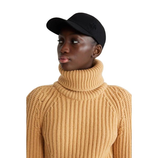 Ribbed turtleneck jumper in Golden Beige sustainable wool and cashmere - Image 4