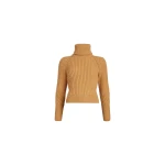 Patou Ribbed turtleneck jumper in Golden Beige sustainable wool and cashmere