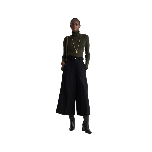 Ribbed turtleneck jumper in Khaki sustainable wool and cashmere - Image 2