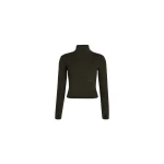 Patou Ribbed turtleneck jumper in Khaki sustainable wool and cashmere