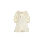 Patou Ruffle hem dress in Ivory recycled faille