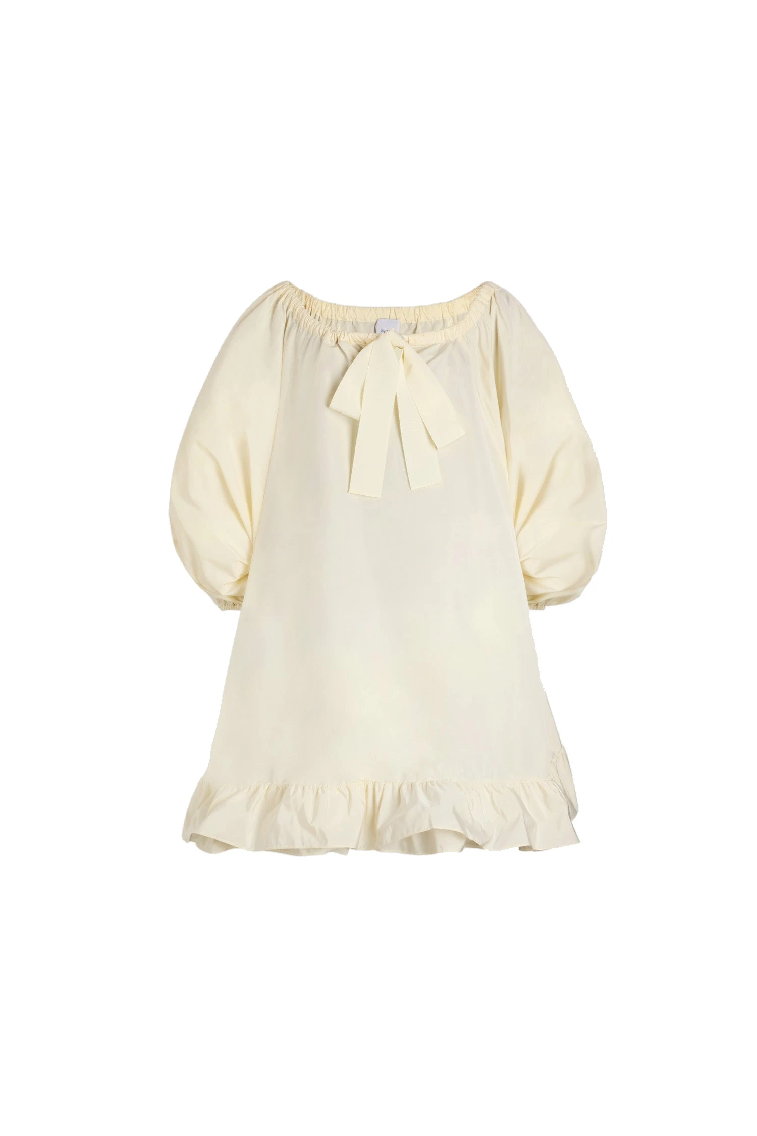 Patou Ruffle hem dress in Ivory recycled faille | Dresses | Coveti Patou Ruffle hem dress in Ivory recycled faille