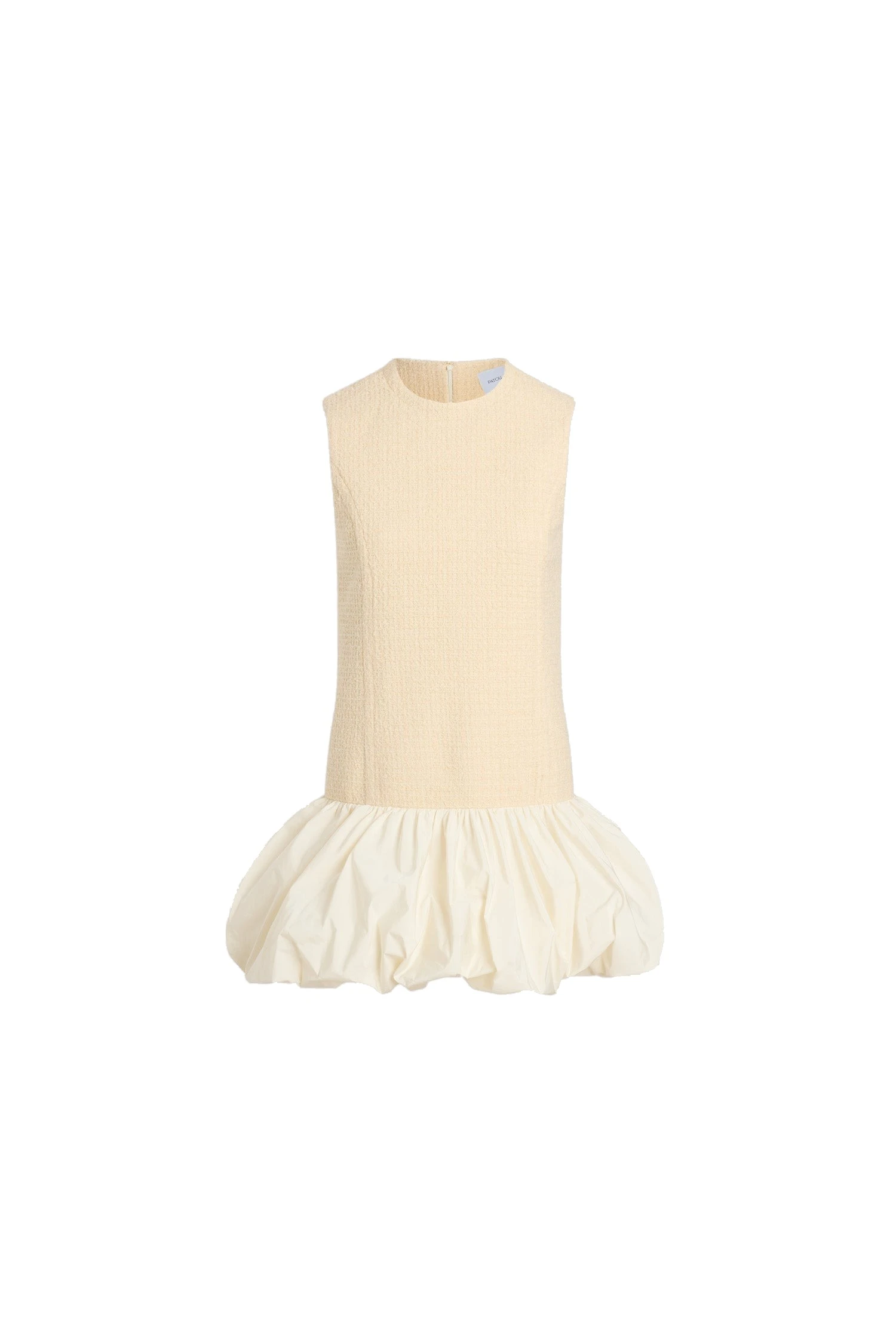 Patou Ruffle hem dress in Snowberry White sustainable wool blend tweed and faille | Dresses | Coveti Patou Ruffle hem dress in Snowberry White sustainable wool blend tweed and faille