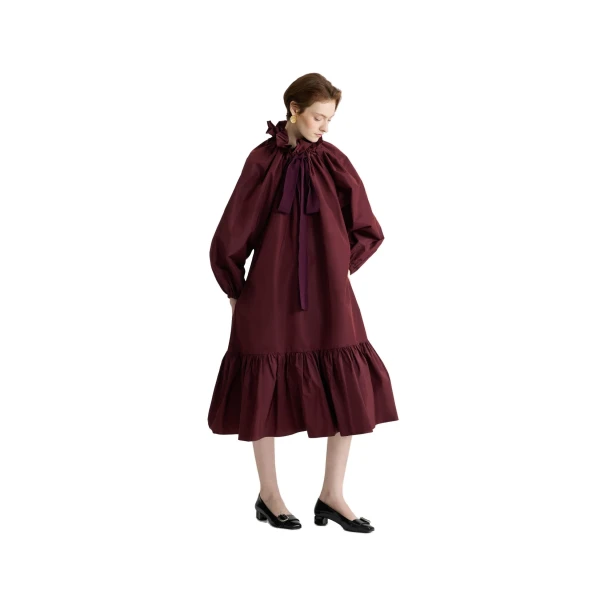 Ruffle hem dress in Vignola recycled faille - Image 2