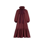 Patou Ruffle hem dress in Vignola recycled faille