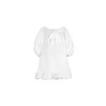 Patou Ruffle hem dress in White recycled faille