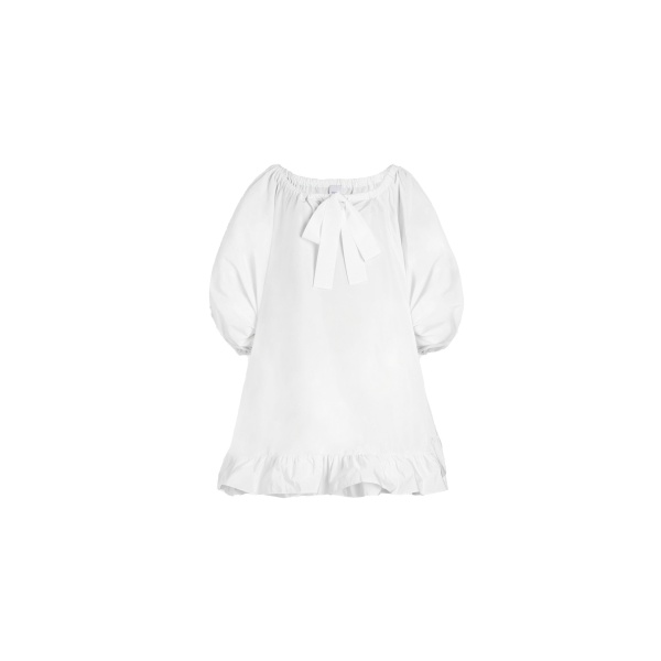 Patou Ruffle hem dress in White recycled faille