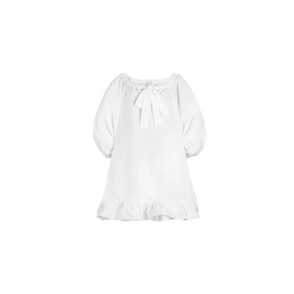 Patou Ruffle hem dress in White recycled faille