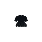 Patou Ruffle hem t-shirt in Black organic cotton and faille
