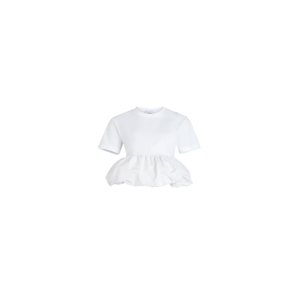Patou Ruffle hem t-shirt in White organic cotton and faille