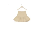 Patou Ruffle mini skirt in Beige cotton gabardine
