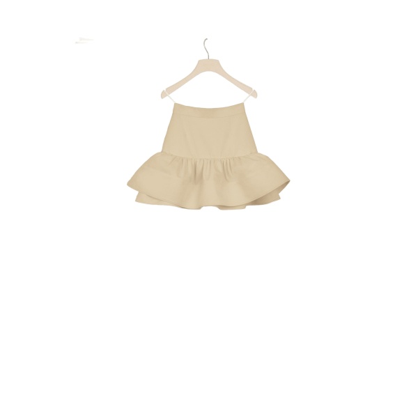 Patou Ruffle mini skirt in Beige cotton gabardine