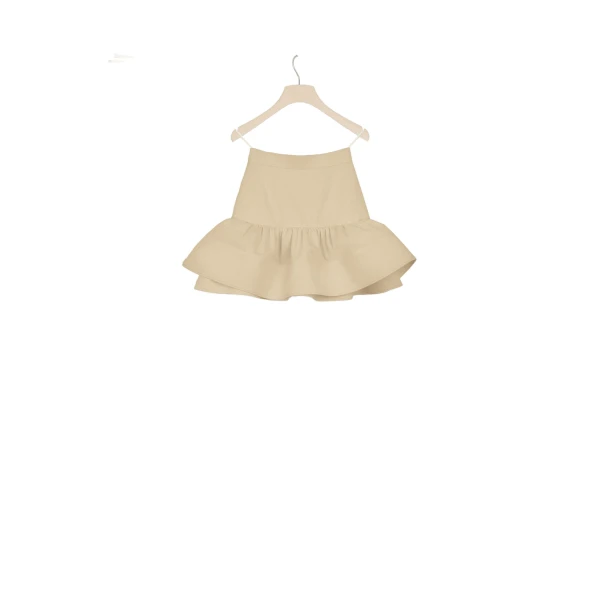 Patou Ruffle mini skirt in Beige cotton gabardine