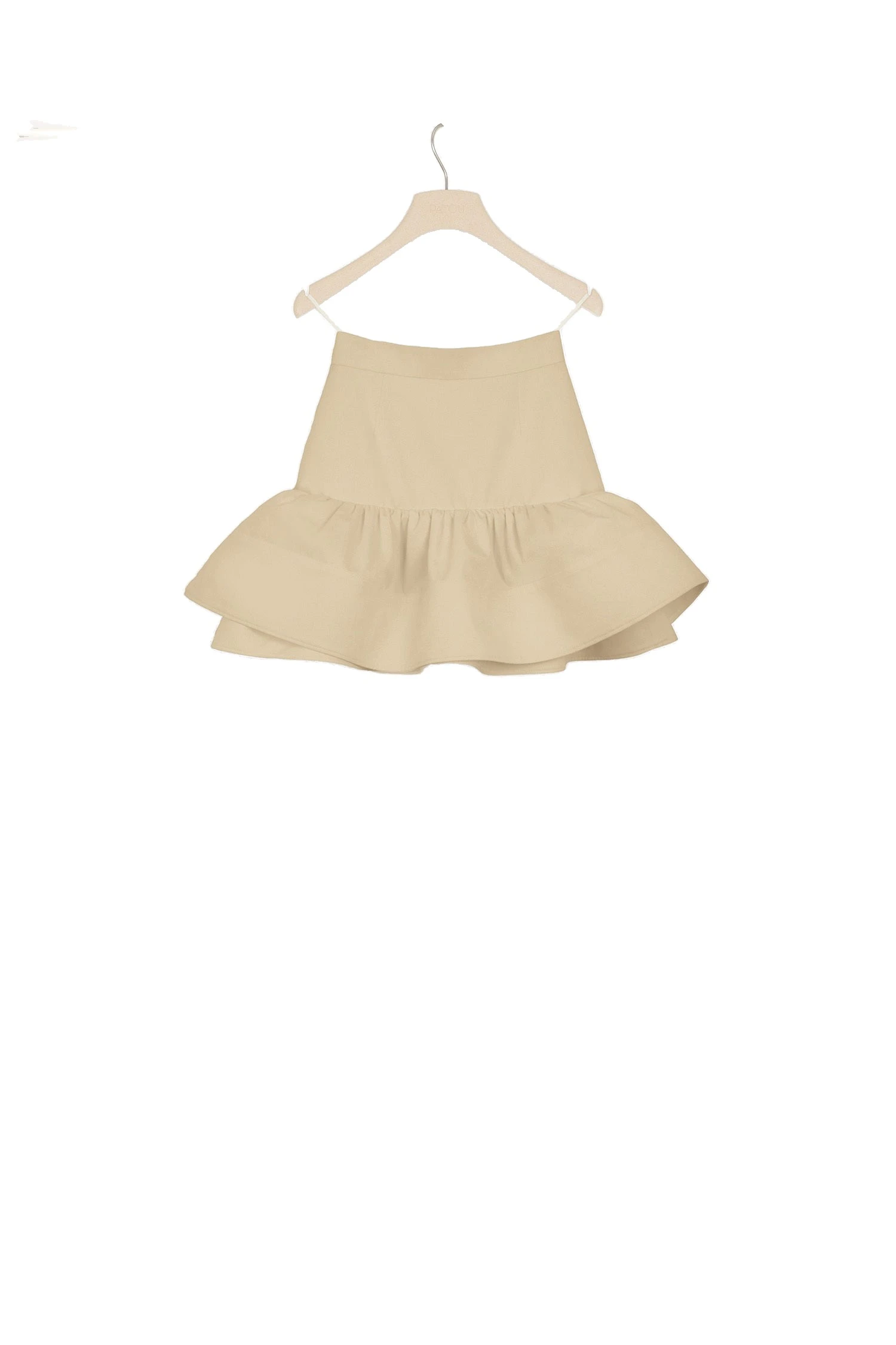 Patou Ruffle mini skirt in cotton gabardine | Coveti Patou Ruffle mini skirt in Beige cotton gabardine