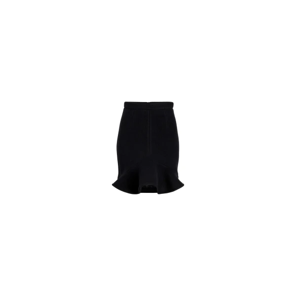 Patou Ruffle mini skirt in Black wool blend