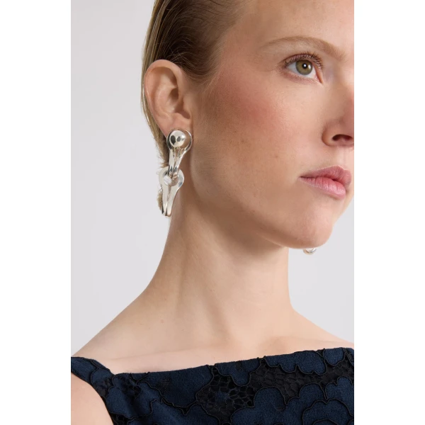 S link double geometric stud earrings in Silver - Image 3