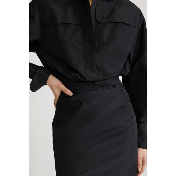 Safari dress in Black recycled faille - Image 4