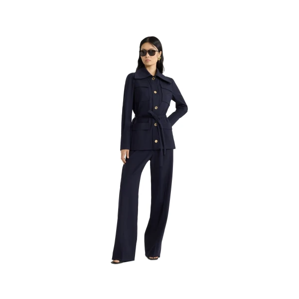 Safari jacket in Navy Black sustainable technical wool twill - Image 2