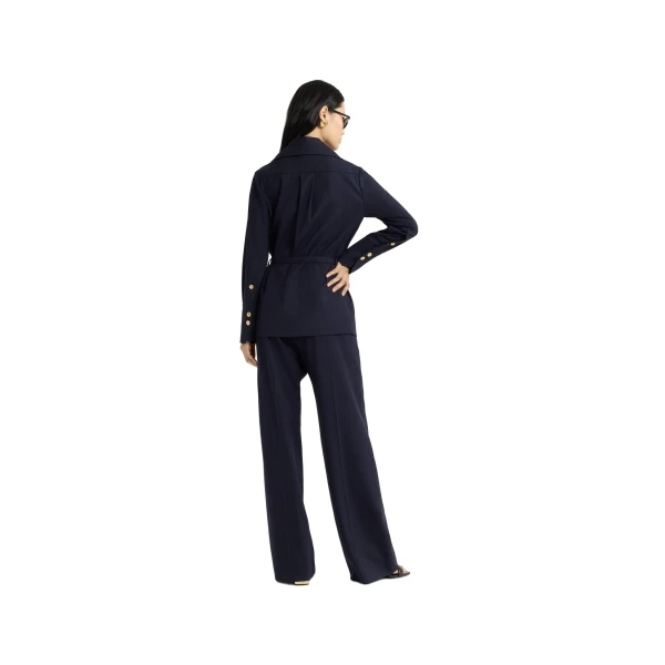 Safari jacket in Navy Black sustainable technical wool twill - Image 3