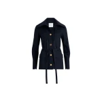 Patou Safari jacket in Navy Black sustainable technical wool twill