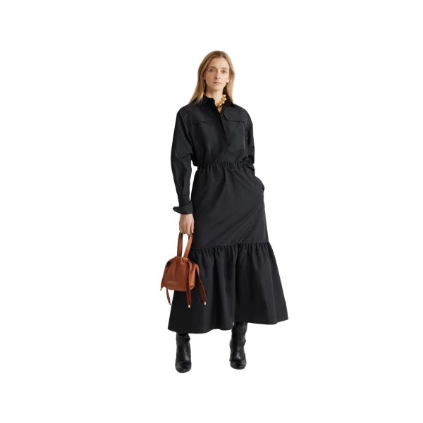 Safari shirt in Black recycled faille - Image 2