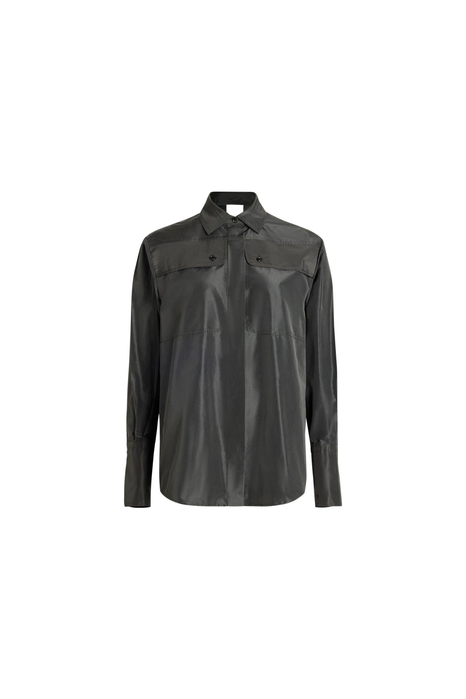 Patou Safari shirt in Black recycled faille | Tops | Coveti Patou Safari shirt in Black recycled faille