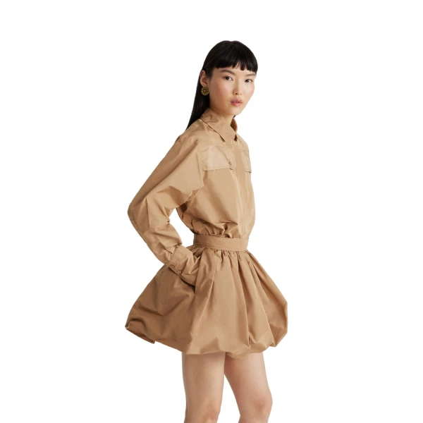 Safari shirt in Gray Sand recycled faille - Image 5
