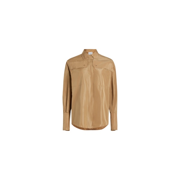 Patou Safari shirt in Gray Sand recycled faille