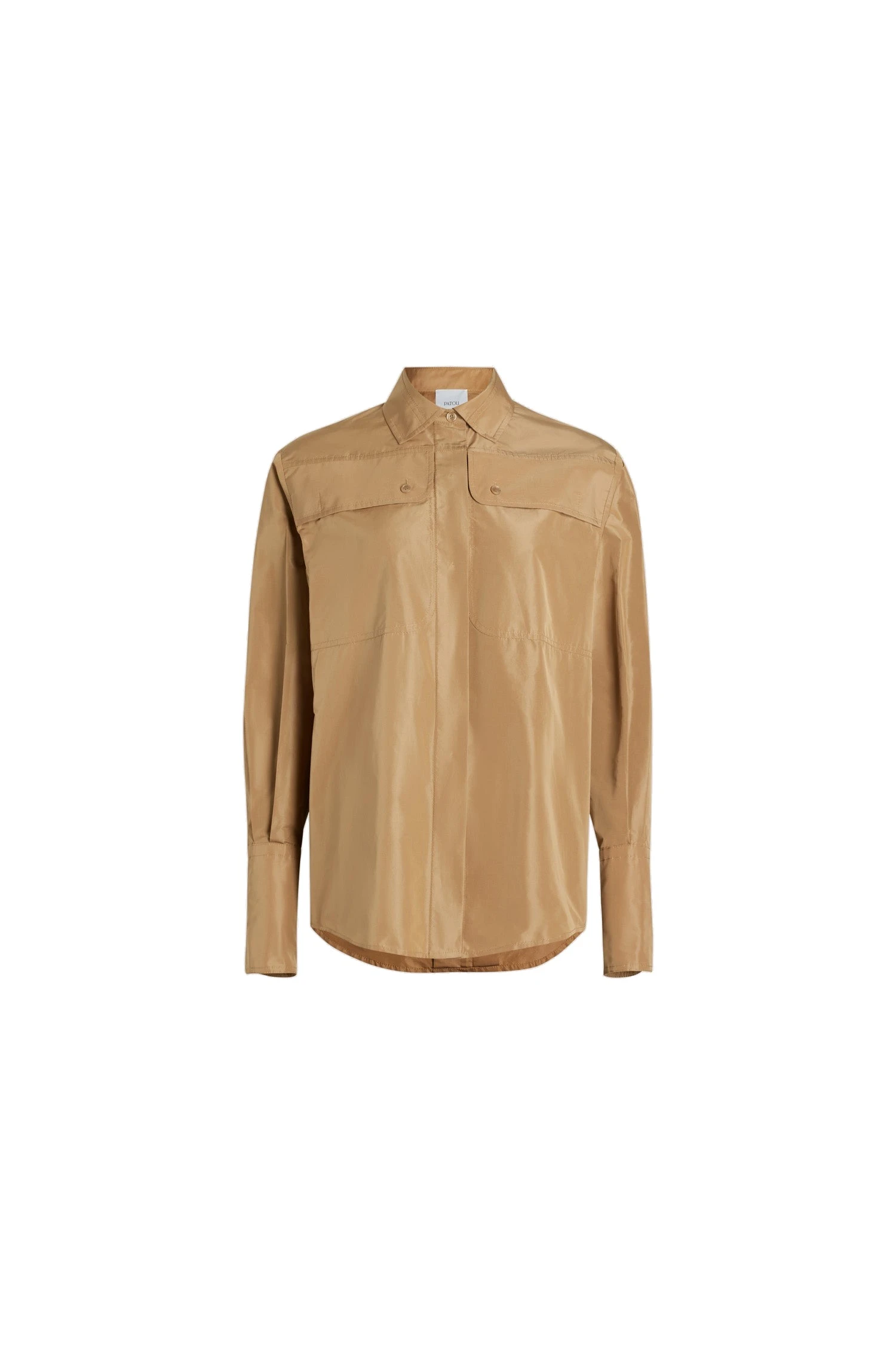 Patou Safari shirt in Gray Sand recycled faille | Tops | Coveti Patou Safari shirt in Gray Sand recycled faille