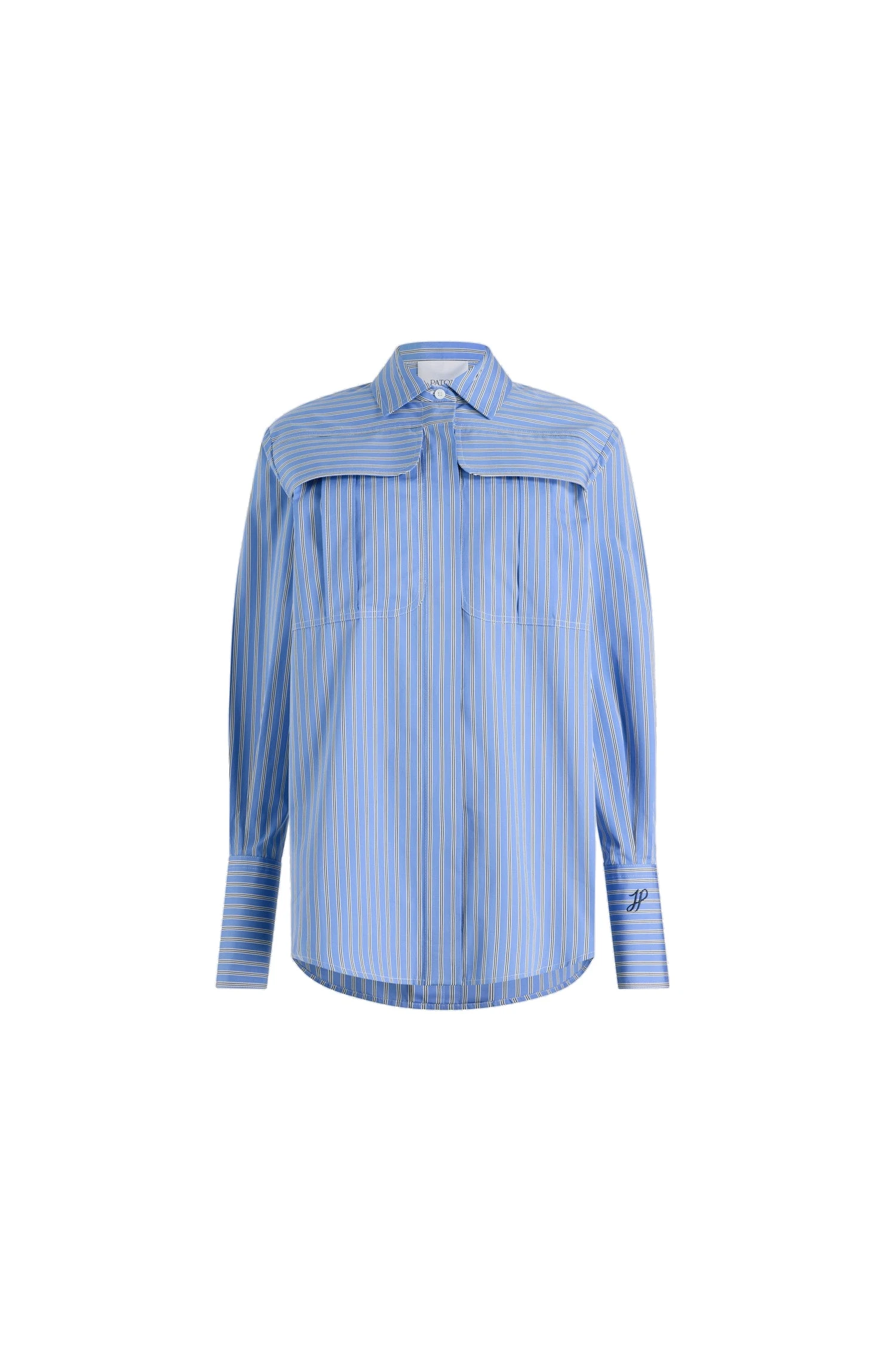 Patou Safari shirt in printed organic cotton poplin | Coveti Patou Safari shirt in Heritage Blue Stripes printed organic cotton poplin