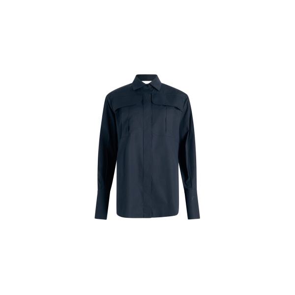 Patou Safari shirt in Navy Black organic cotton poplin