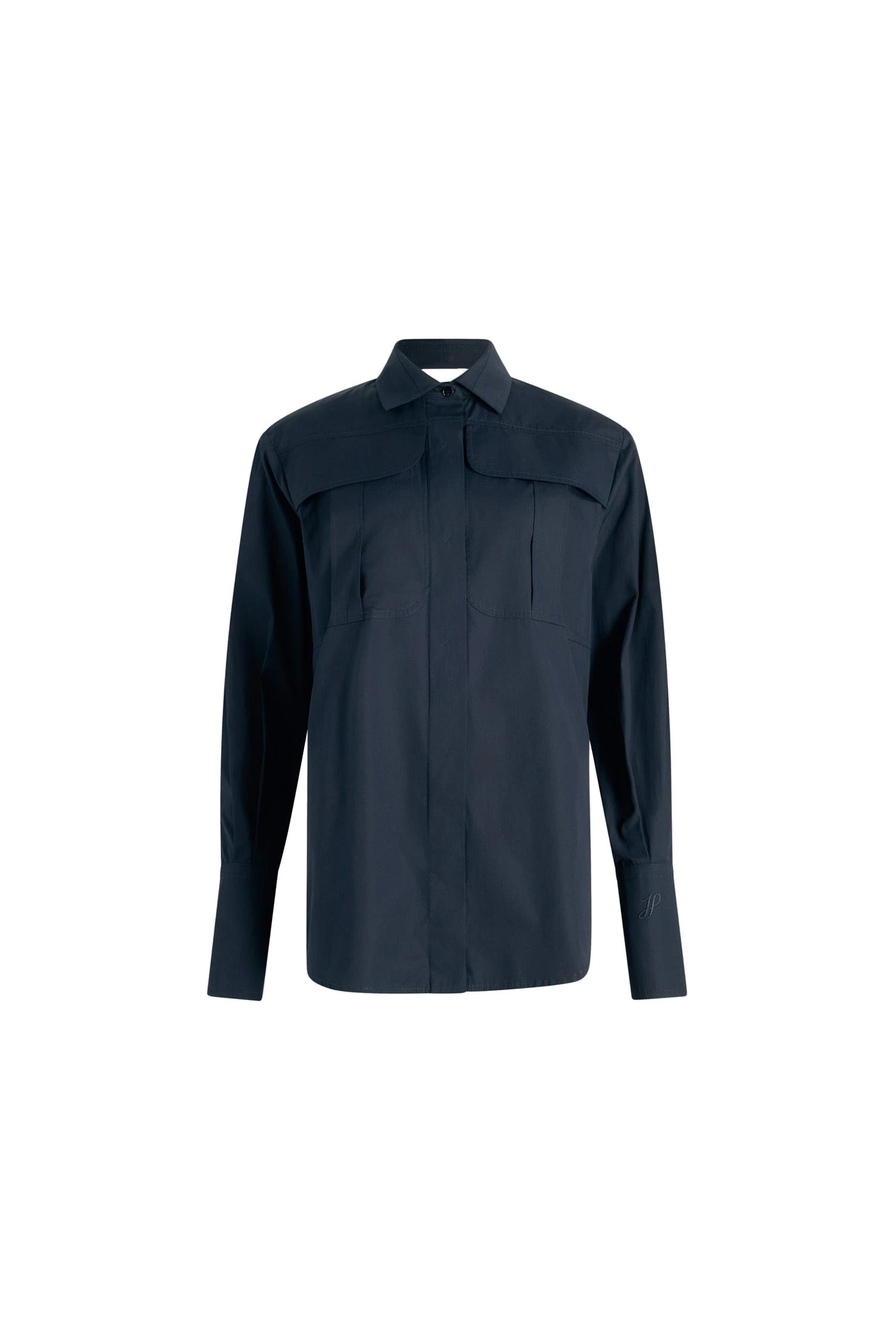 Patou Safari shirt in organic cotton poplin | Coveti Patou Safari shirt in Navy Black organic cotton poplin