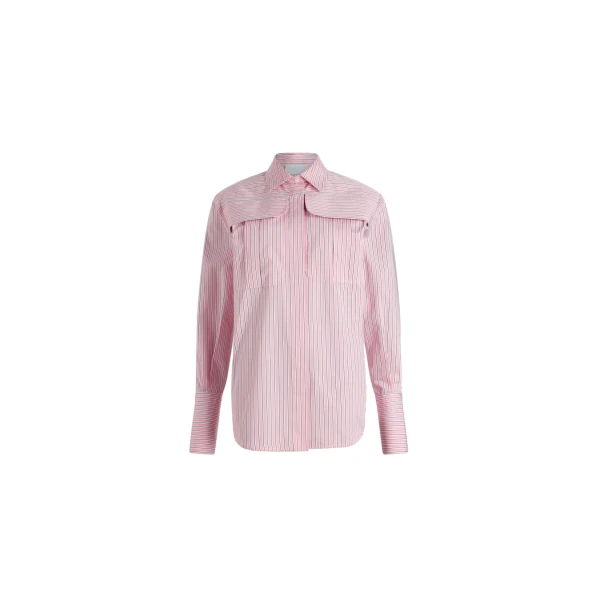 Patou Safari shirt in Primrose Pink Stripes printed organic cotton poplin