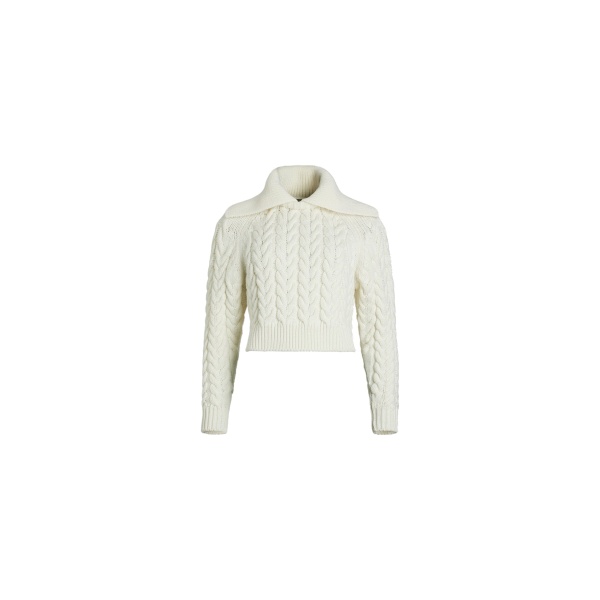 Patou Sailor cable jumper in White sustainable wool