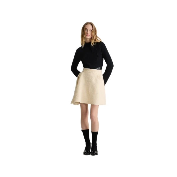 Scarf collar jumper in Black wool and cashmere - Image 2