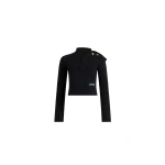 Patou Scarf collar jumper in Black wool and cashmere