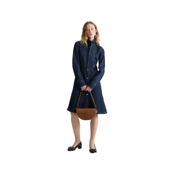 Scarf collar shirt dress in Blue Moon Rodeo cotton blend denim - Image 2