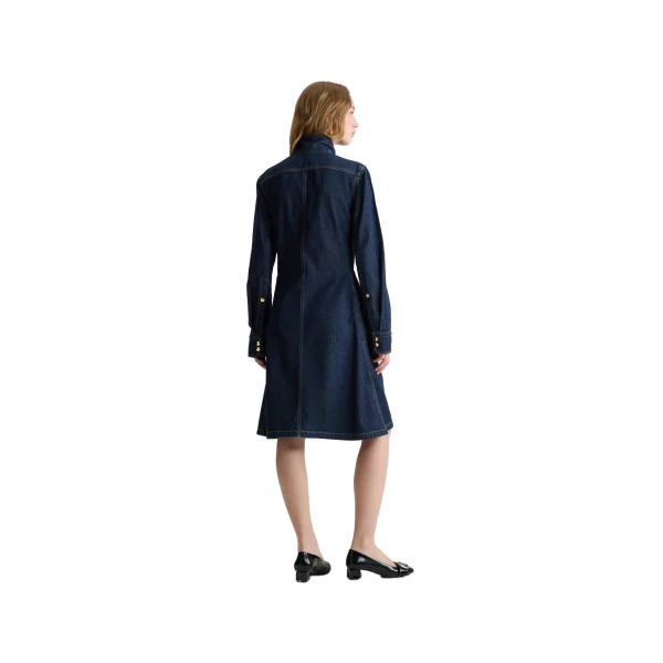 Scarf collar shirt dress in Blue Moon Rodeo cotton blend denim - Image 3