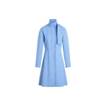 Patou Scarf collar shirt dress in Ice Blue Stripes organic cotton poplin