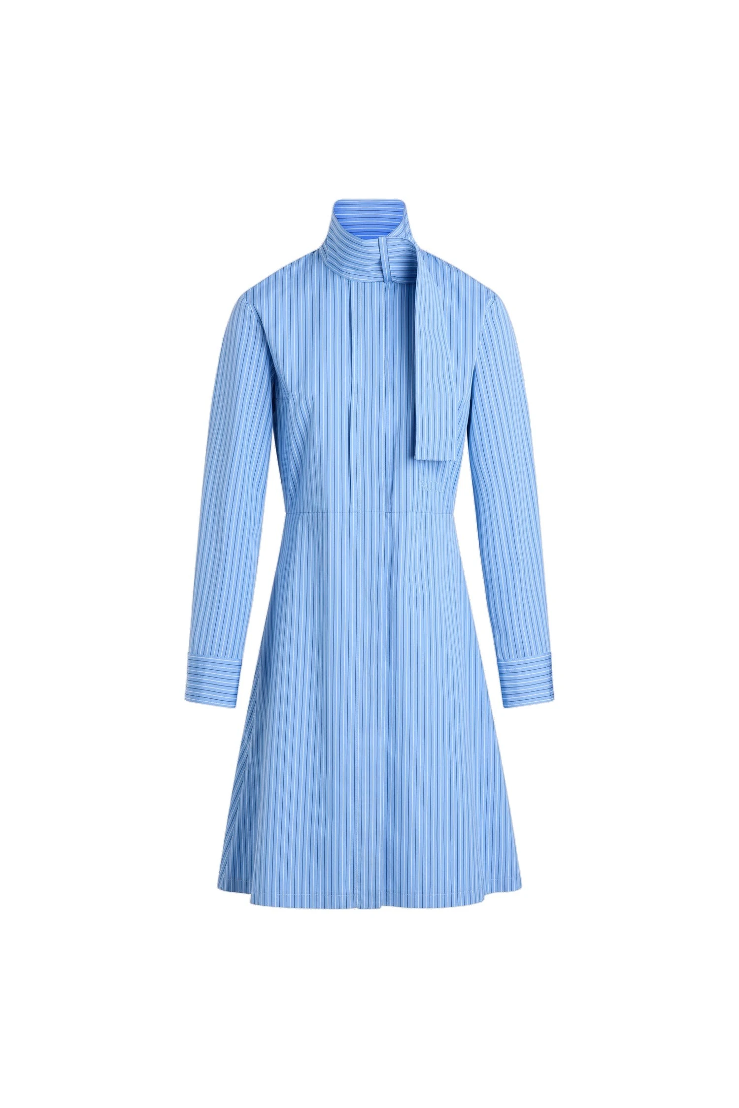 Patou Scarf collar shirt dress in Ice Blue Stripes organic cotton poplin | Dresses | Coveti Patou Scarf collar shirt dress in Ice Blue Stripes organic cotton poplin