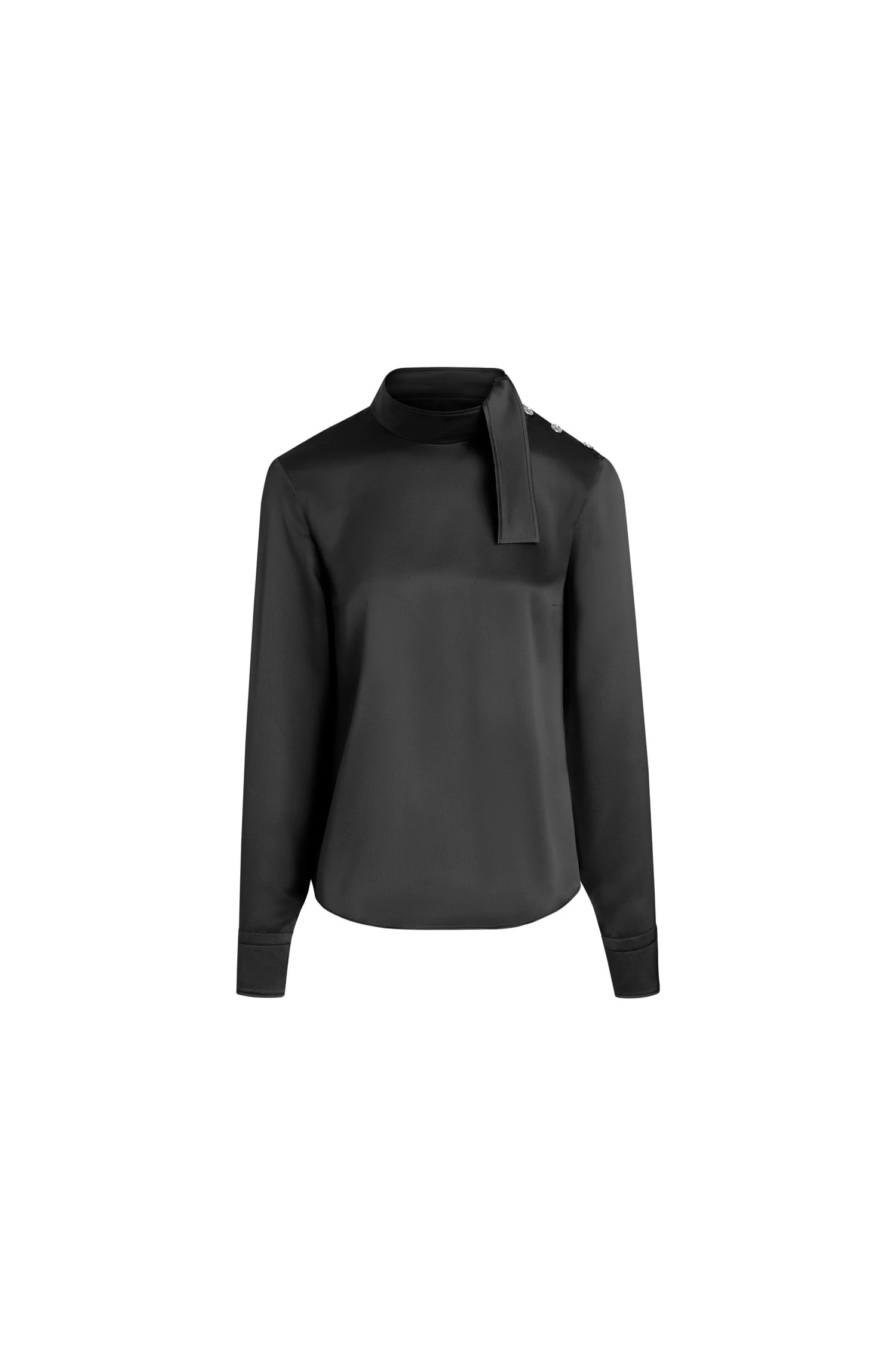 Patou Scarf collar top in Black organic silk | Tops | Coveti Patou Scarf collar top in Black organic silk