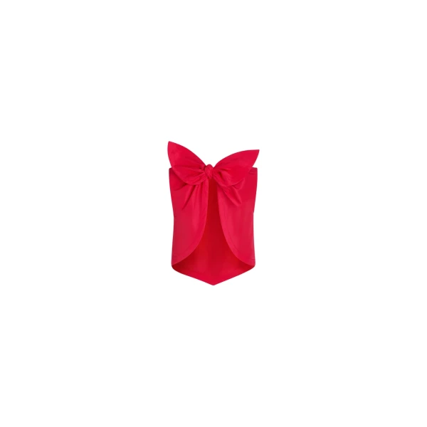 Scarf top in Lipstick Red recycled ottoman faille - Image 2